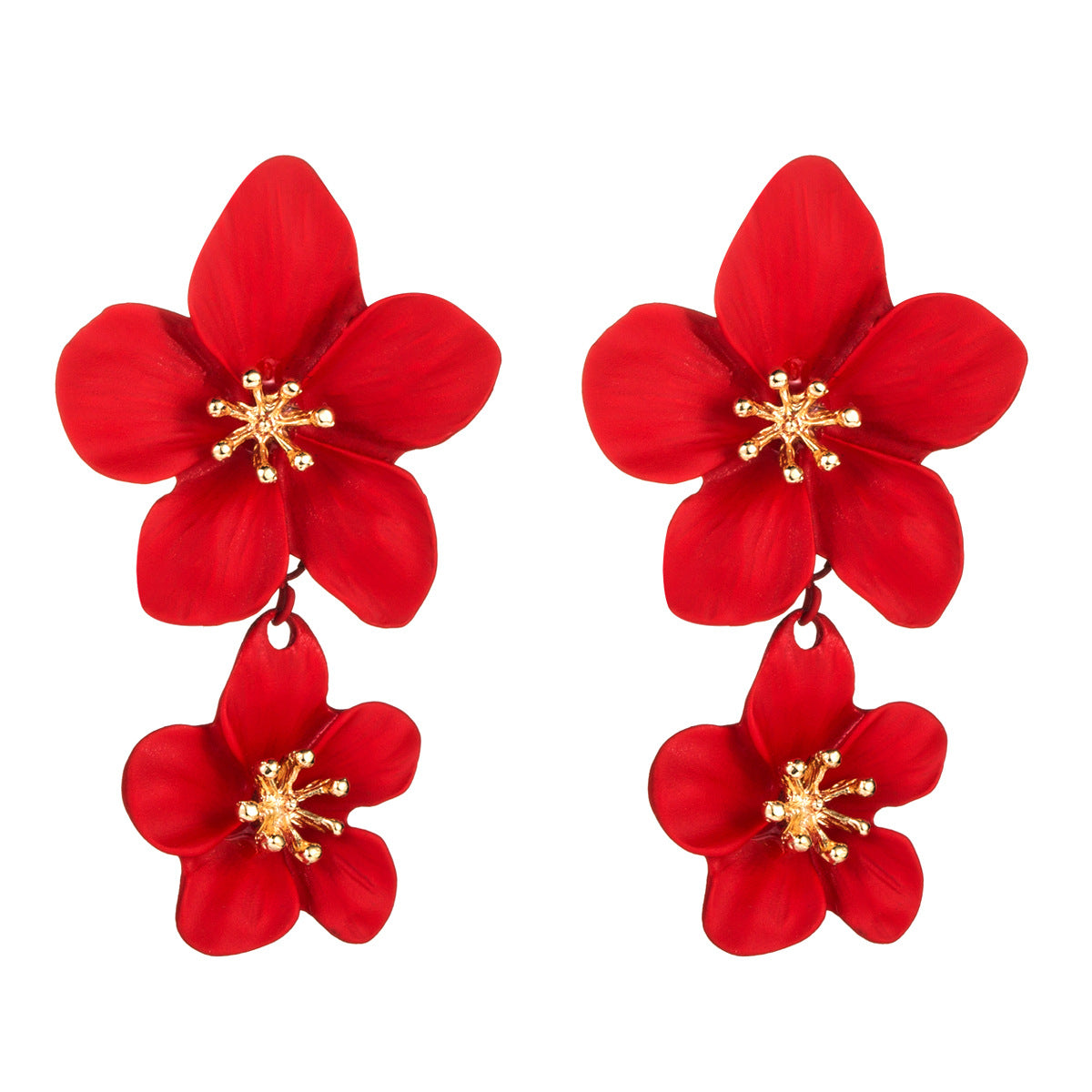 Fashion Double Flower Earrings Nhln143521