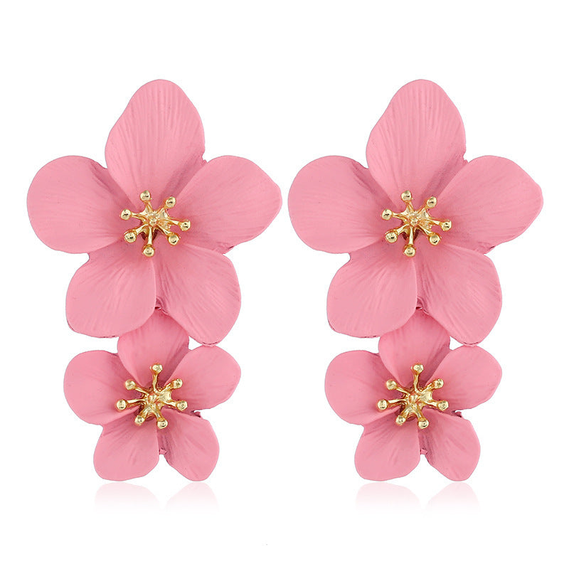 Fashion Double Flower Earrings Nhln143521