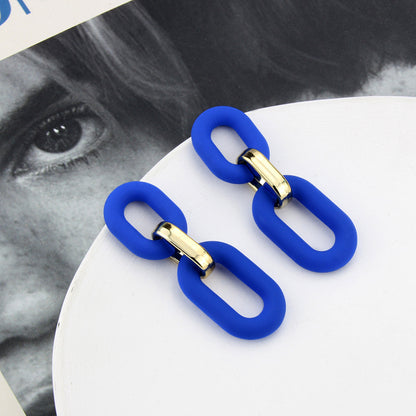 Klein Blue Earrings Korean Version Of Geometric Pendant Earrings