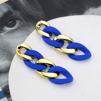 Klein Blue Earrings Korean Version Of Geometric Pendant Earrings