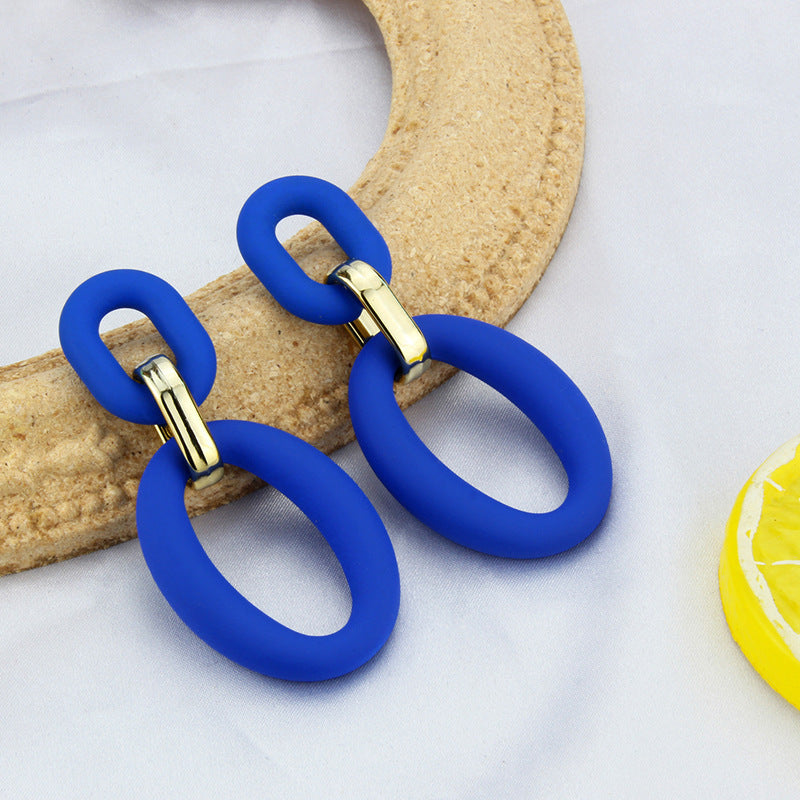 Klein Blue Earrings Korean Version Of Geometric Pendant Earrings