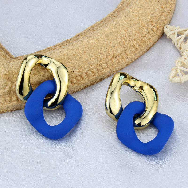 Klein Blue Earrings Korean Version Of Geometric Pendant Earrings