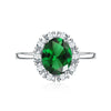 Fashion New Oval Ruby Four-claw Green Crystal Ring Copper