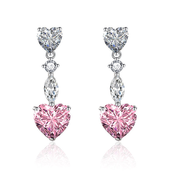 Fashion Heart Shape Copper Plating Zircon Women's Rings Earrings Necklace 1 Set