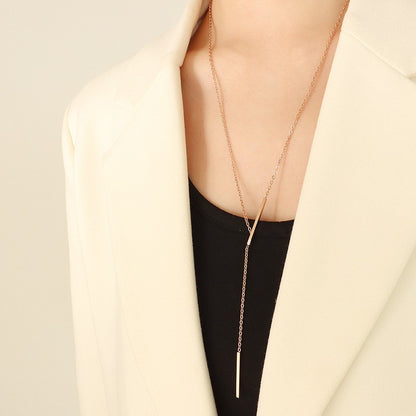 Fashion Women's Geometric Y-letter Mid-length Clavicle Chain Stainless Steel