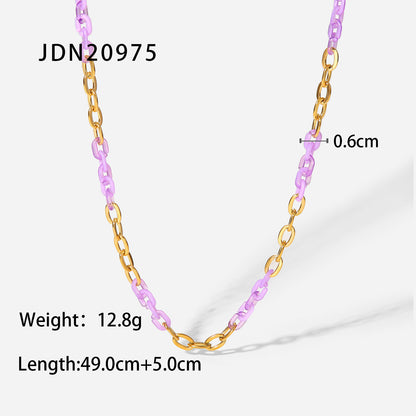 Fashion New 18k Gold-plated Purple Titanium Steel Cross Chain Stainless Steel Necklace