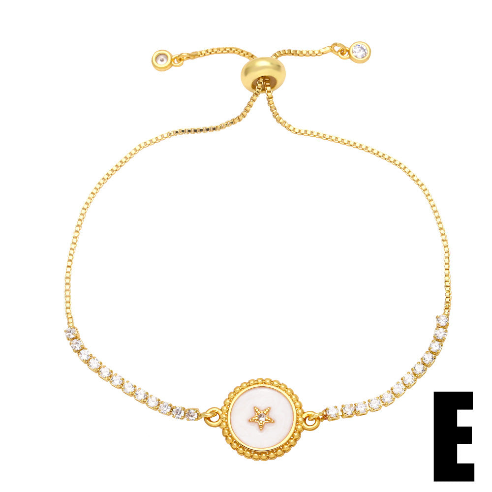 Simple Bee Star Round Copper 18k Gold-plated Zircon Bracelet