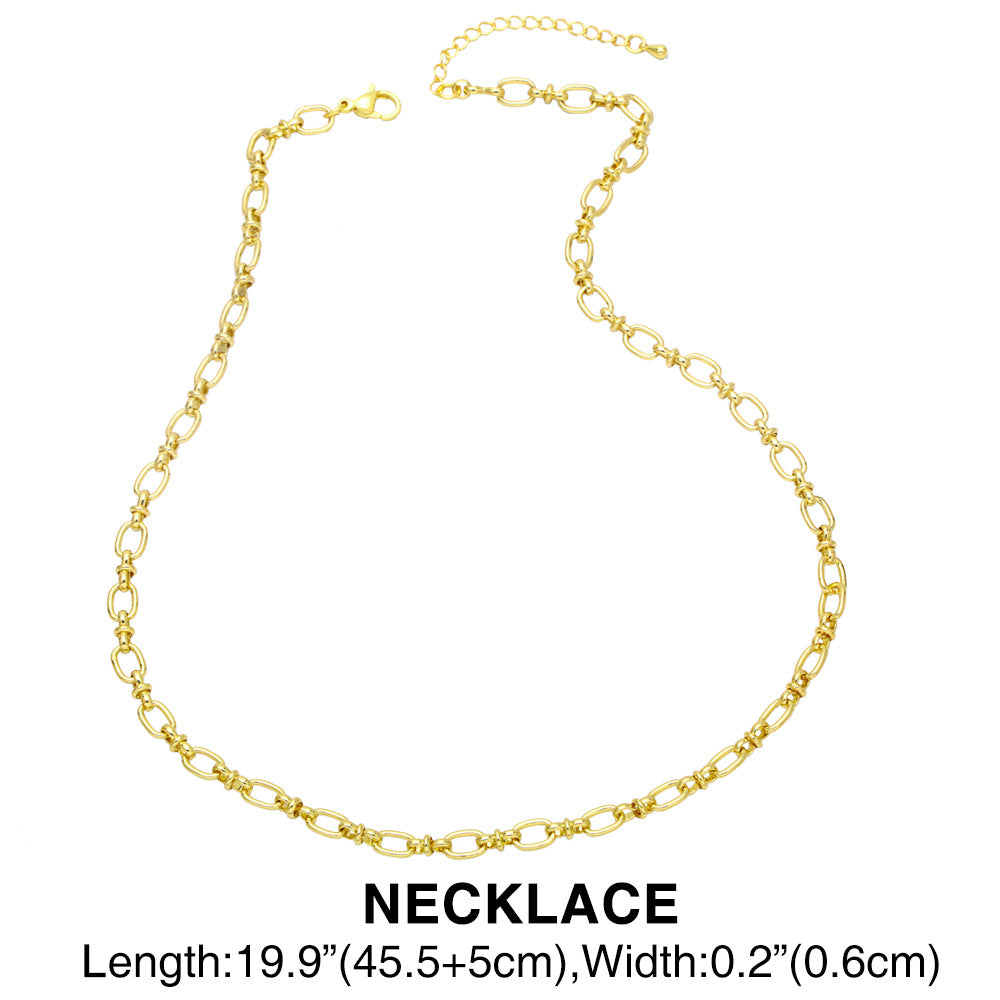 Simple Copper 18k Gold-plated Thick Chain Necklace Bracelet