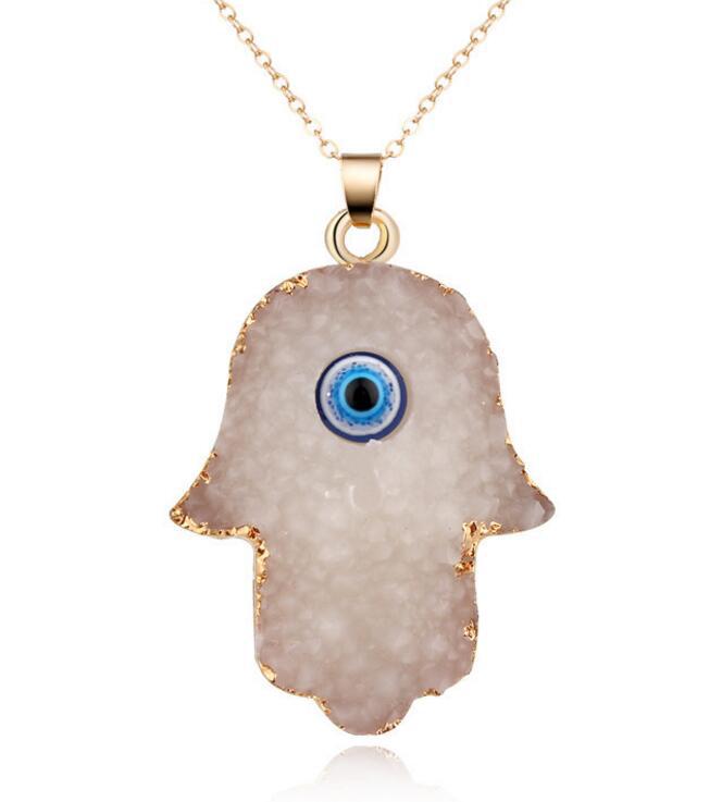 Unisex Eye Natural Stone Resin Necklaces Go190430120123