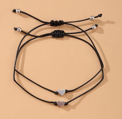 New Women's Jewelry Simple Couple Girlfriends Heart-shaped Eight-character Bracelet Two-piece Black And White