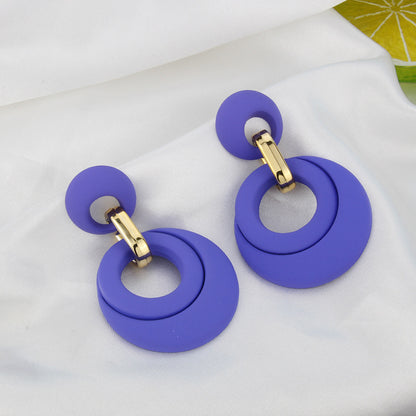 Klein Blue Earrings Korean Version Of Geometric Pendant Earrings