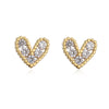 Fashion Copper 18k Gold Heart-shaped Zircon Stud Earrings