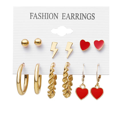 Fashion Simple Style Geometric Heart Butterfly Stoving Varnish Alloy No Inlaid Earrings