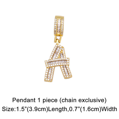 Fashion Zircon Letter Hip Hop Men's And Women's Copper Necklace