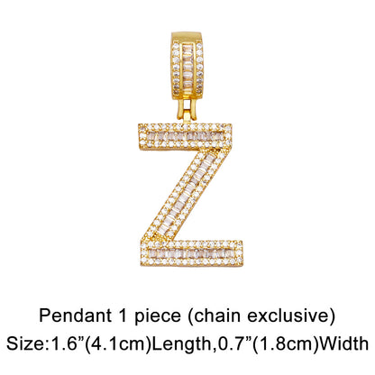 Fashion Zircon Letter Hip Hop Men's And Women's Copper Necklace