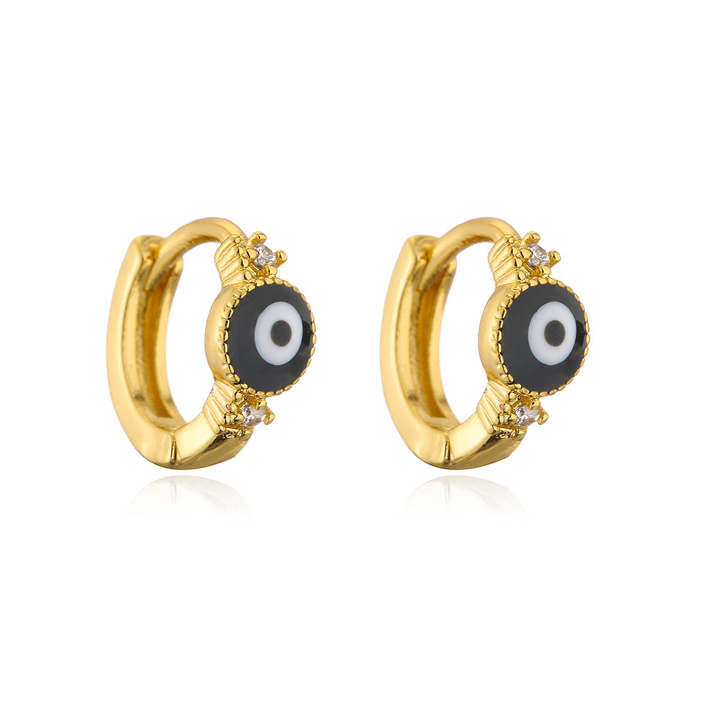 Simple 18k Gold Plated Zircon Dripping Oil Devil's Eye Earrings