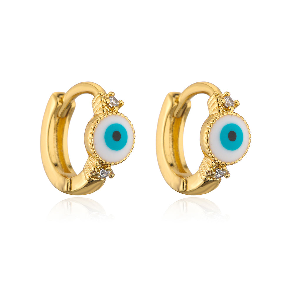 Simple 18k Gold Plated Zircon Dripping Oil Devil's Eye Earrings