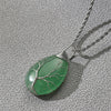 Fashion Water Drop Shaped Natural Stone Pendant Winding Stainless Steel Chain Necklace