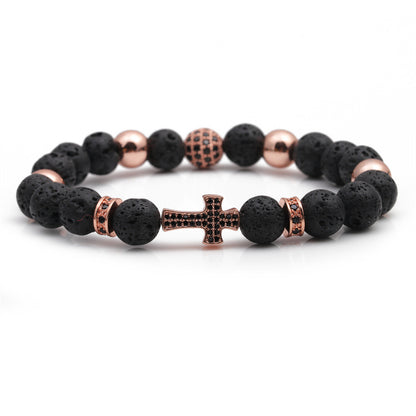 Basic Classic Style Cross Tiger Eye Inlay Artificial Gemstones Bracelets