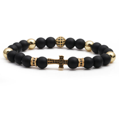 Basic Classic Style Cross Tiger Eye Inlay Artificial Gemstones Bracelets