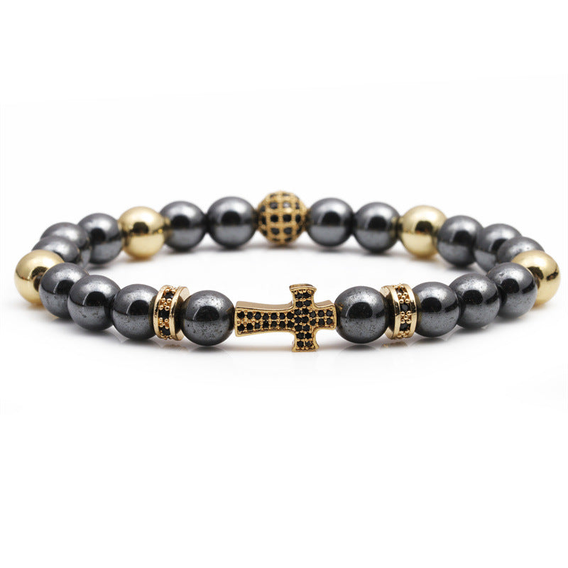 Basic Classic Style Cross Tiger Eye Inlay Artificial Gemstones Bracelets