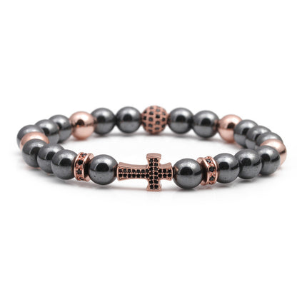 Basic Classic Style Cross Tiger Eye Inlay Artificial Gemstones Bracelets