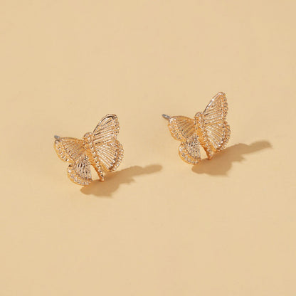 Fashion Retro Metal Butterfly Earrings Female Temperament Wild Grain Butterfly Earrings Wholesale Gooddiy