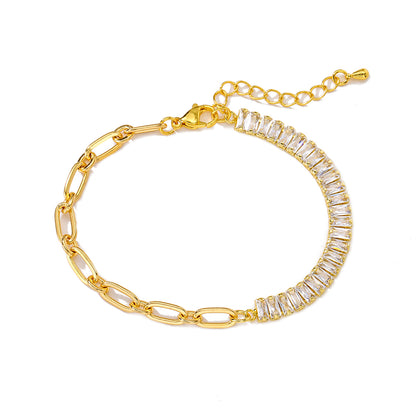 Simple Creative 18k Gold Plated Zircon Inlay Geometric Female Bracelet