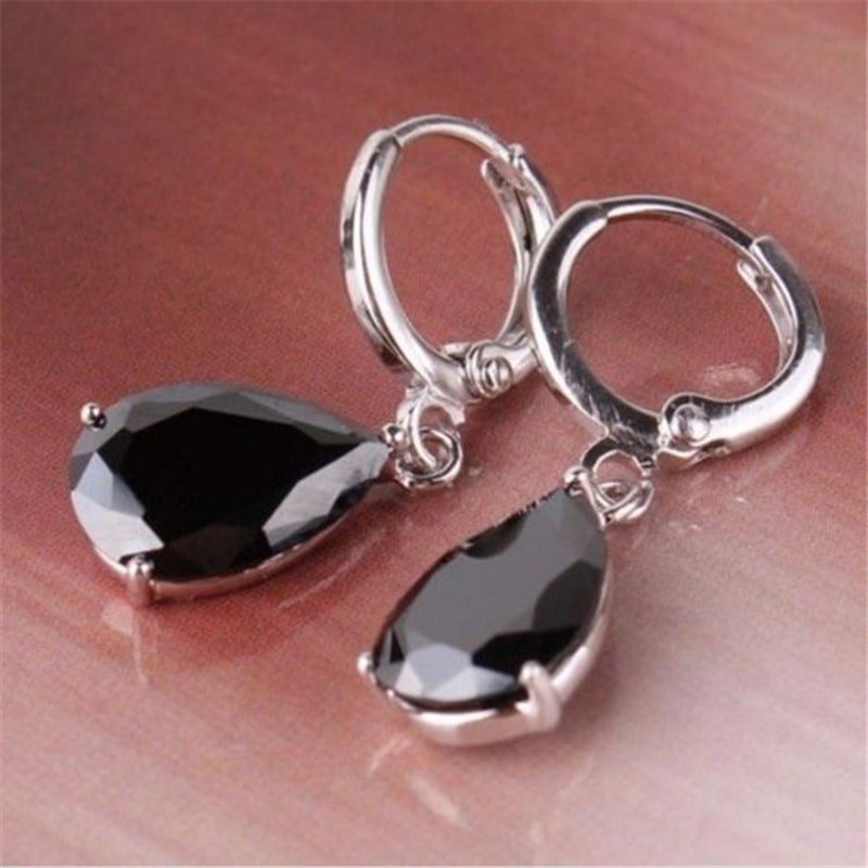 1 Set Elegant Water Droplets Plating Alloy Crystal Earrings