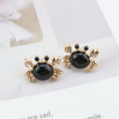 Fashion Cute Rhinestone Crab Shaped Alloy Stud Earrings