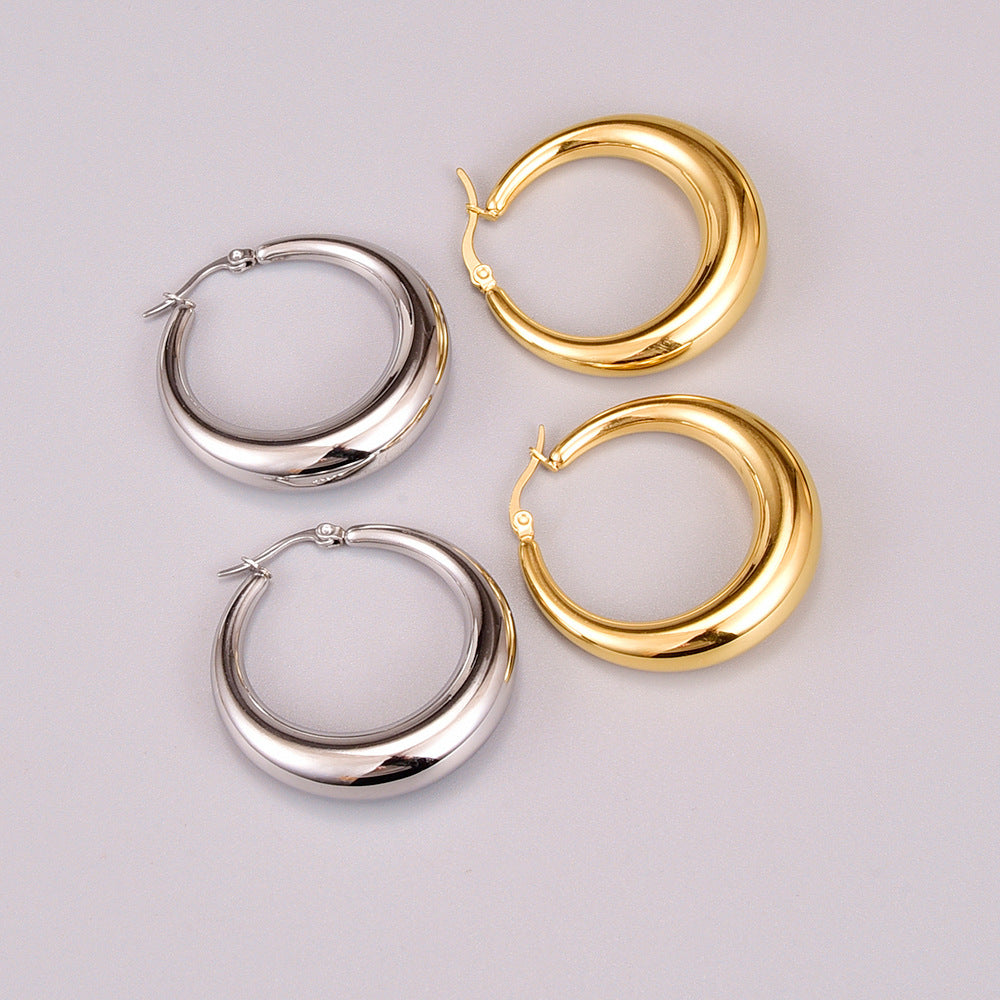 Hollow Crescent-shaped Titanium Steel Earrings Wholesale Gooddiy