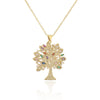 Fashion Copper 18k Gold Zircon Tree Shaped Goddess Pendant Necklace