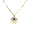 Fashion Copper Gold-plated Micro Inlaid Zircon Eye Pendant Necklace Women's