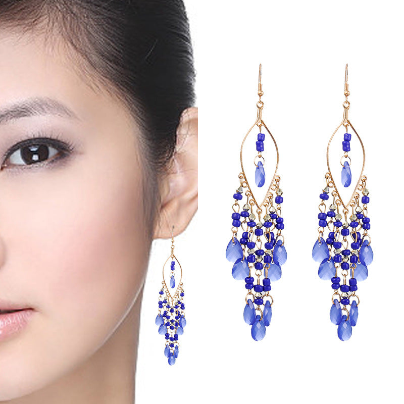 1 Pair Fashion Geometric Alloy Seed Bead Plating Women's Drop Earrings