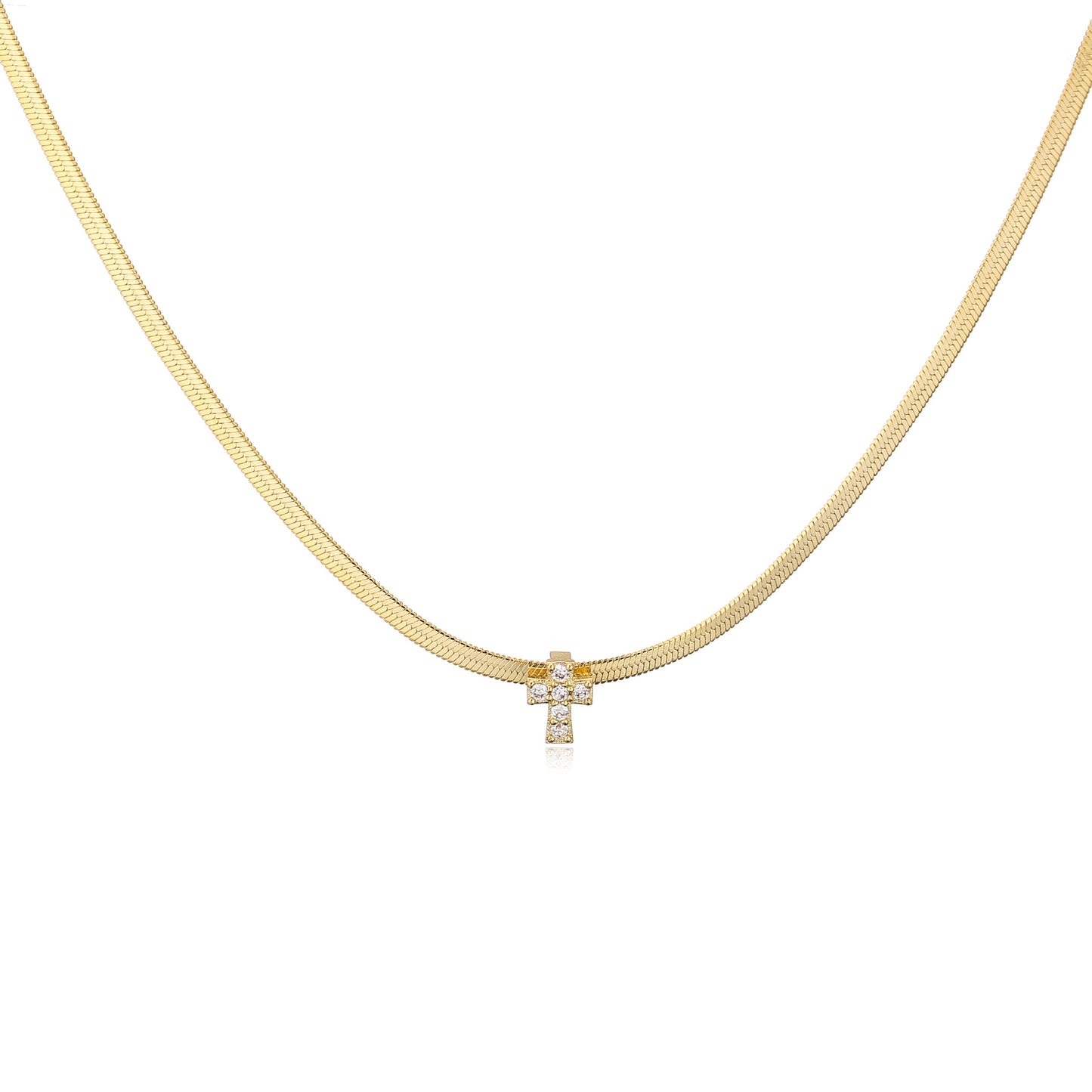 Stainless Steel Blade Chain Cross Necklace Clavicle Chain Zircon Inlaid Necklace