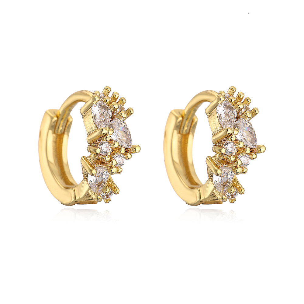 New Style Copper Plating 18k Gold Micro Inlaid Zircon Circle Earrings