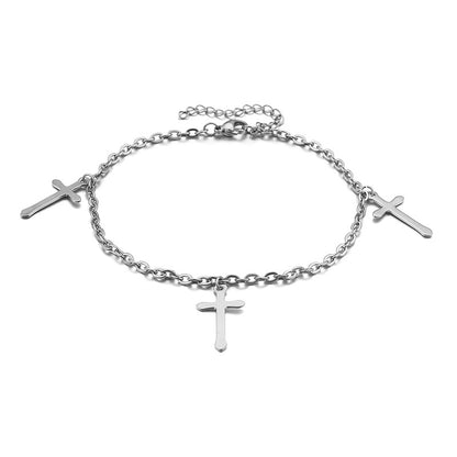 Foreign Trade Jewelry Fashion Stainless Steel Cross Anklet Simple Jewelry Wholesale