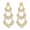 Fashion Bohemian Long Inlay Pearl Tassel Pearl Alloy Stud Earrings