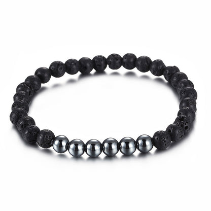 New Black Volcanic Rock Bracelet Steel Ball Wristband Bracelet Factory Wholesale