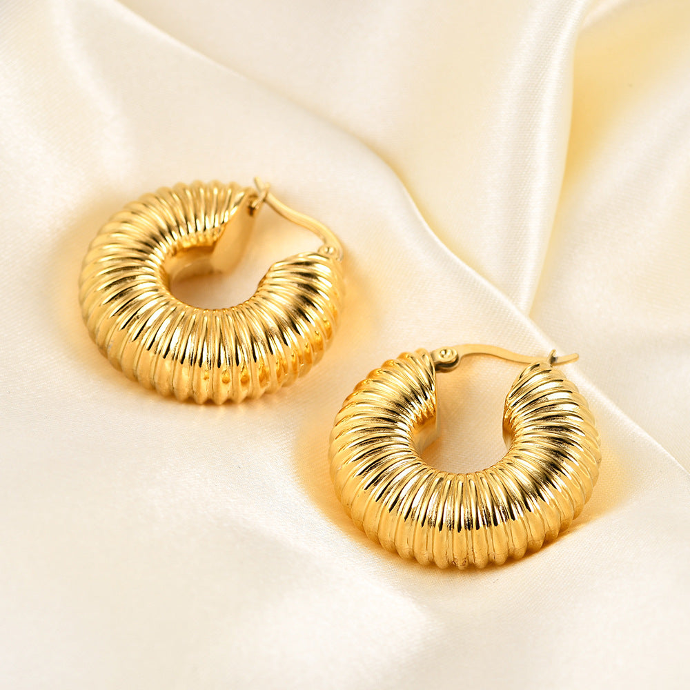 1 Pair Retro Simple Style U Shape Stripe Twist Plating Copper 18k Gold Plated Earrings