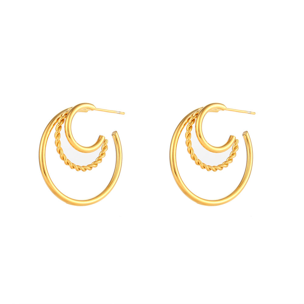 Fashion Geometric Plating Stainless Steel No Inlaid Gold Plated Earrings