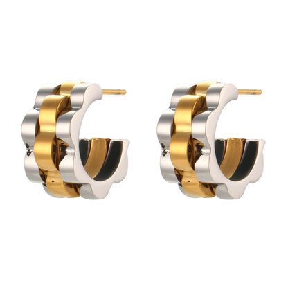 Hip-hop Geometric Plating Stainless Steel No Inlaid Gold Plated Earrings