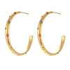 Fashion Stainless Steel Plated 18k Gold Oversized Zircon Inlaid Earrings