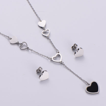 Fashion Exquisite Heart-shaped Pendant Necklace Earrings Set