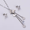 Fashion Exquisite Butterfly Tassel Zirconium Inlaid Stainless Steel Necklace Earring Set