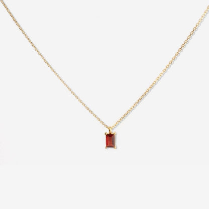 Fashion Simple Rectangular Zircon Pendant  Plated 18k Real Gold Color Retention Copper Necklace