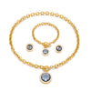 Fashion Inlay Rhinestone Glass Stone Stainless Steel Necklace Bracelet Ear Studs Three-piece Set