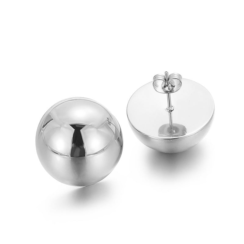 Fashion Simple Creative Stainless Steel Hemisphere Hollow Earrings