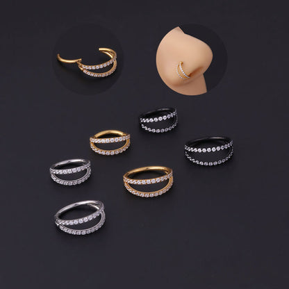 Fashion Geometric Stainless Steel Plating Zircon Nose Ring