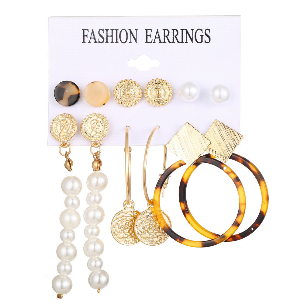 Acrylic Artificial Pearl Circle Tassel Earrings Set 6 Piece Set Hot Selling Earrings Wholesale Gooddiy